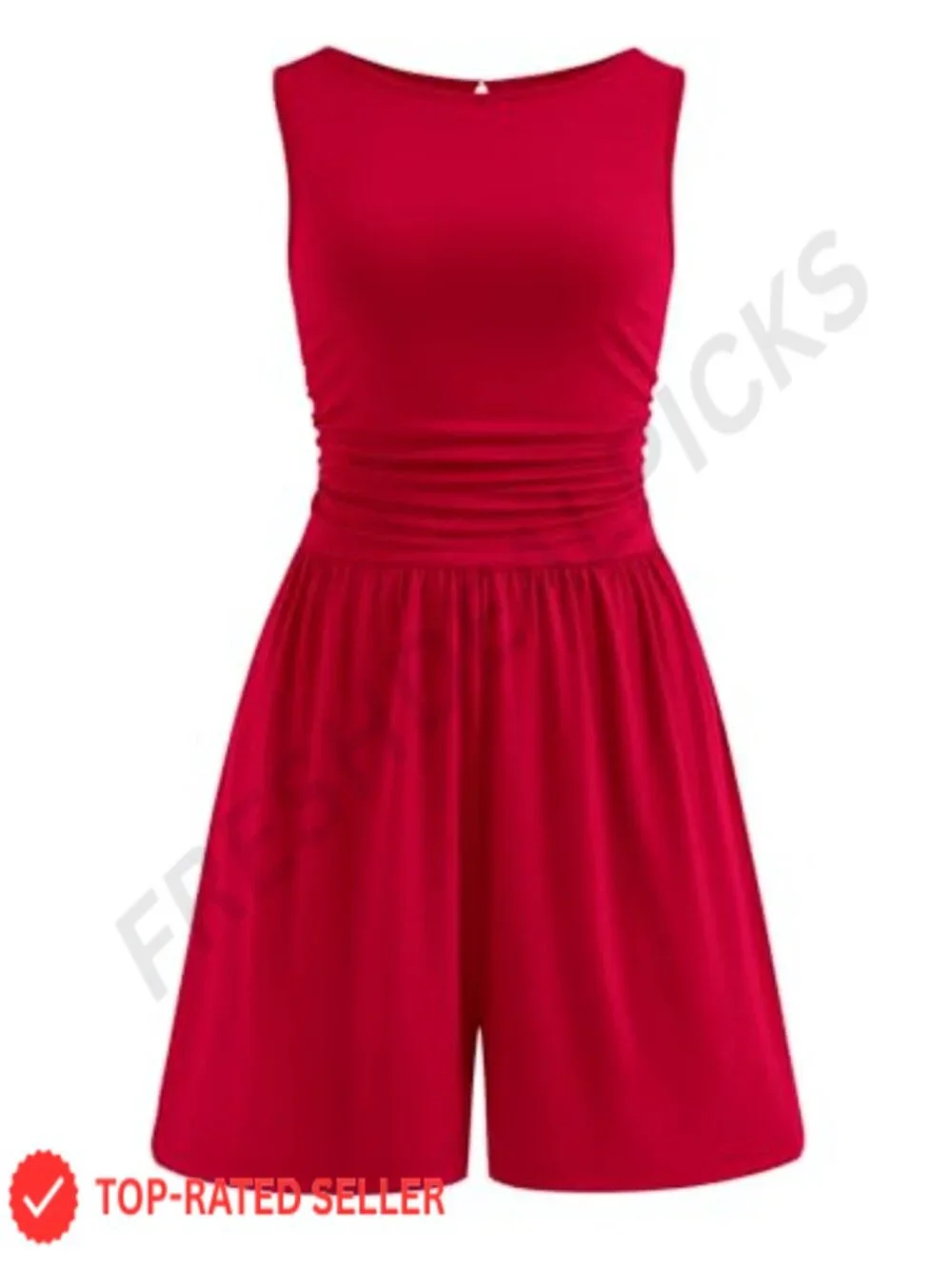 Dressy Sleeveless Wide Leg Jumpsuit Romper with Pockets Spring Summer